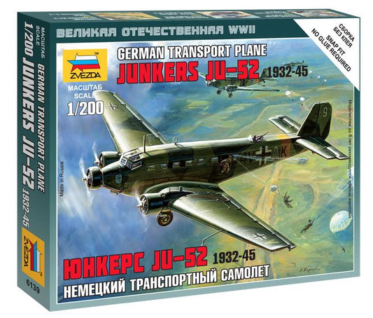 Zvezda - JUNKERS JU-52 GERMAN TRANSPORT PLANE KIT 1:200 - Cod. Z6139