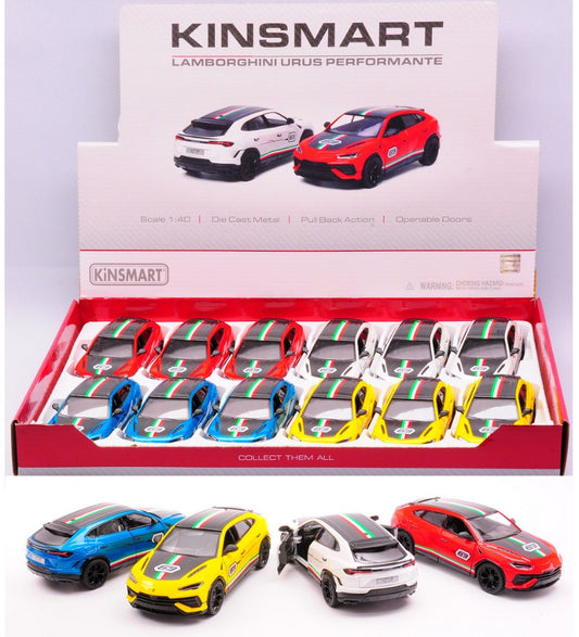 Kinsmart - LAMBORGHINI URUS PERFORMANTE LIVERY EDITION COL.ASS. 1:40 cm 12 - Cod. KT18014