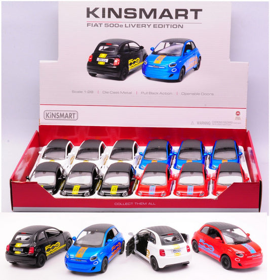 Kinsmart - FIAT 500e LIVERY EDITION COL.ASS.1:28 cm 12 - Cod. KT18060