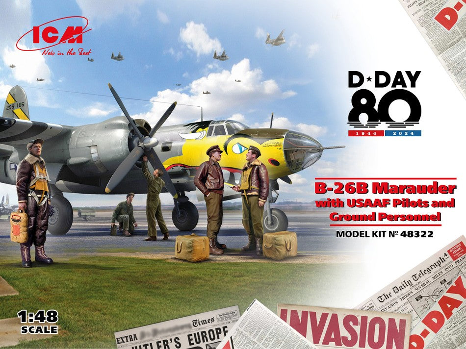 Icm - B-26B MARAUDER WITH USAAF PILOTS AND GROUND PERSONNELL KIT 1:48 - Cod. ICM48322