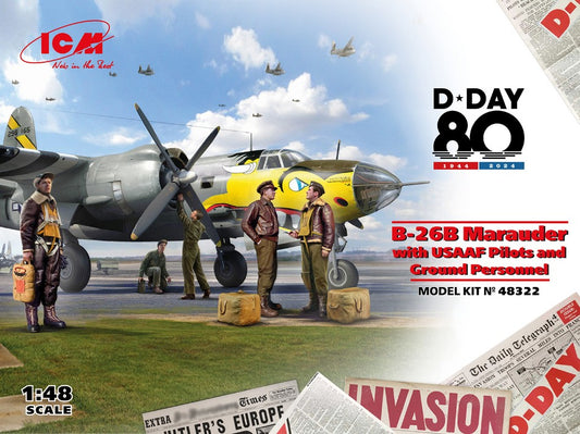 Icm - B-26B MARAUDER WITH USAAF PILOTS AND GROUND PERSONNELL KIT 1:48 - Cod. ICM48322