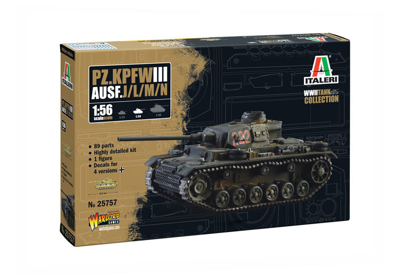 Italeri - Pz.Kpfw. III Ausf.J/L/M/N KIT 1:56 - Cod. IT25757