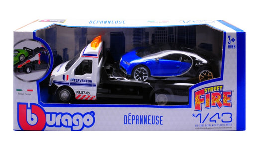 Burago - BUGATTI CHIRON + FLATBED TRANSPORTER 1:43 - Cod. BU31400-02