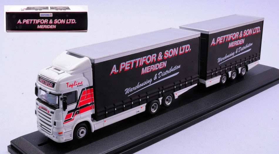 Oxford - AUTOARTICOLATO SCANIA TOPLINE DRAWBAR A.PETTIFOR & SON LTD 1:76 - Cod. OXF76DBU002