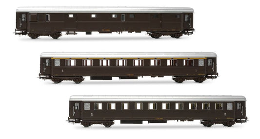 Rivarossi - FS 3 CARROZZE 1 BAGAGL.1 1a CLASSE 1 2a CLASSE CASTANO LIVERY EP.IIIB - Cod. HR4365