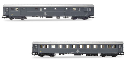 Rivarossi - FS 2 CARROZZE 1 BAGAGL.TRASP.BICICLETTE 1 2a CLASSE EP.IV B 1:87 - Cod. HR4366