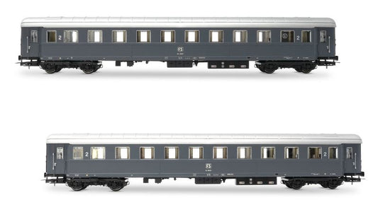 Rivarossi - FS 2 CARROZZE TIPO 1946 2a CLASSE 1 C/RISTORO EP.IVa 1:87 - Cod. HR4368