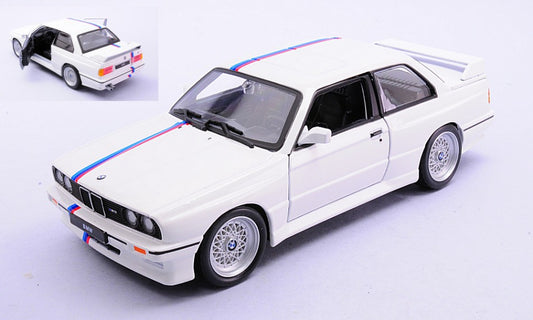 Burago - BMW M3 (E30) 1988 WHITE/BLUE 1:24 - Cod. BU21100W