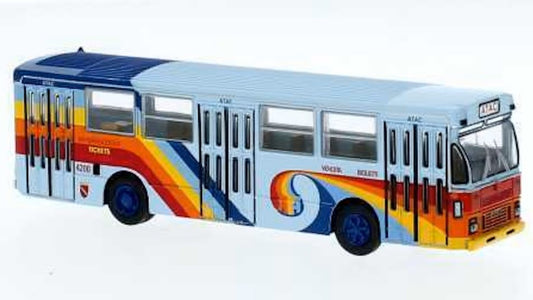 Brekina - FIAT 418 AL AUTOBUS 1972 ATAC LIGHT BLUE-RAINBOW 1:87 - Cod. BRE59953