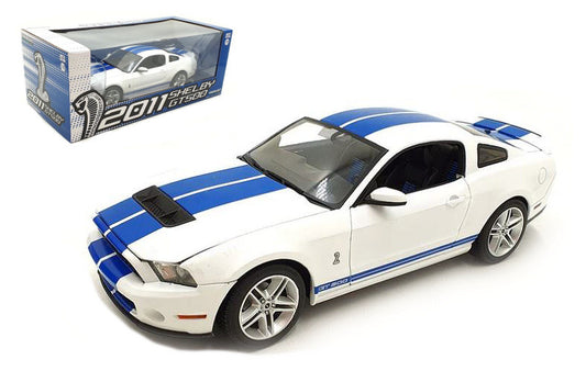 Greenlight - SHELBY GT500 2011 PERFORMANCE WHITE WITH GRABBER BLUE STRIPES 1:18 - Cod. GREEN13674
