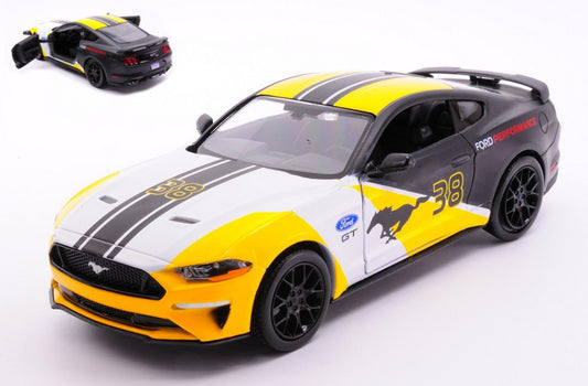 Motormax - FORD MUSTANG GT 2018 YELLOW/WHITE/BLACK 1:24 - Cod. MTM73911