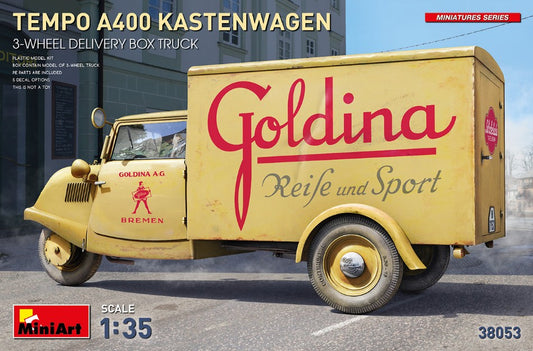 Miniart - TEMPO A400 KASTENWAGEN 3-WHEEL DELIVERY BOX TRUCK KIT 1:35 - Cod. MIN38053