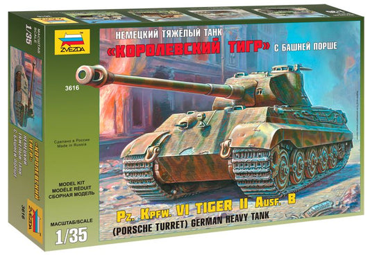 Zvezda - GERMAN HEAVY TANK (PORSCHE TURRET) PZ.KPFW.VI TIGER II AUSF.B 1:35 - Cod. Z3616