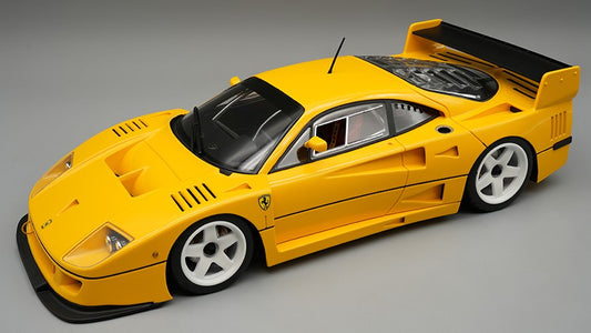 Tecnomodel - FERRARI F40 LM 1996 PRESS VERSION MODENA YELLOW/WHITE WHEELS C/VETRINA - Cod. TMD18410E