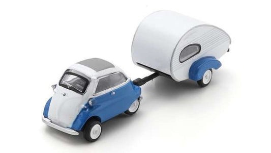 Schuco - BMW ISETTA CON CARAVAN BLUE DIE CAST 1:87 - Cod. SH452681300