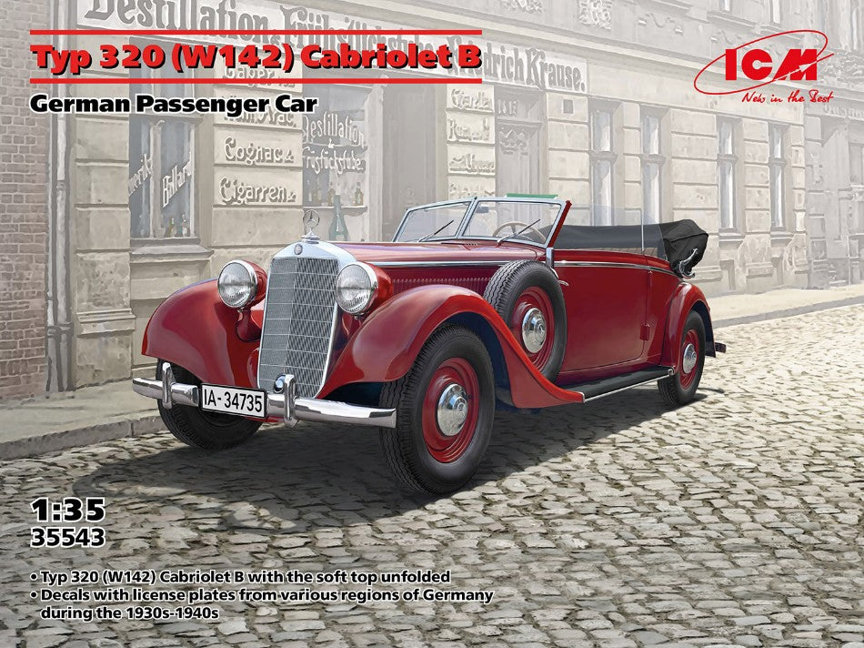 Icm - MERCEDES TYP 320 W142 CABRIOLET B GERMAN PASSENGER CAR KIT 1:35 - Cod. ICM35543