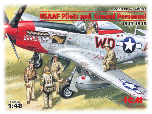Icm - USAAF PILOTS 1941-45 5 FIGURES 3 PILOTS 2 MECHANICS KIT 1:48 - Cod. ICM48083