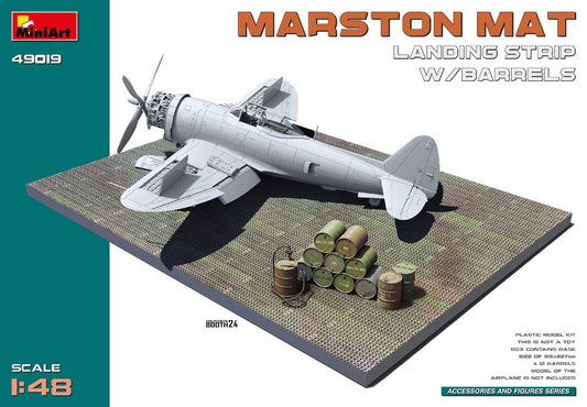 Miniart - MARSTON MAT LANDING STRIP W/BARRELS KIT 1:48 - Cod. MIN49019