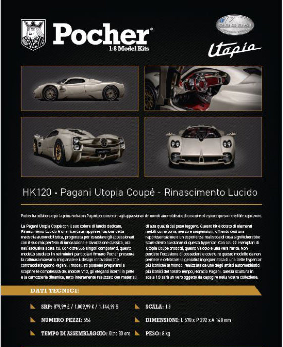 Pocher - PAGANI UTOPIA RINASCIMENTO LUCIDO KIT 1:8 - Cod. HK120