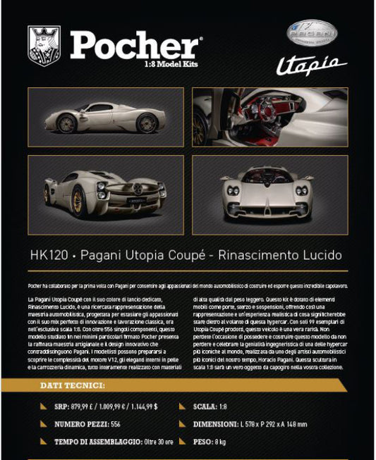 Pocher - PAGANI UTOPIA RINASCIMENTO LUCIDO KIT 1:8 - Cod. HK120