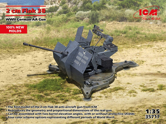 Icm - FLAK 38 WWII GERMAN AA GUN KIT 1:35 - Cod. ICM35717