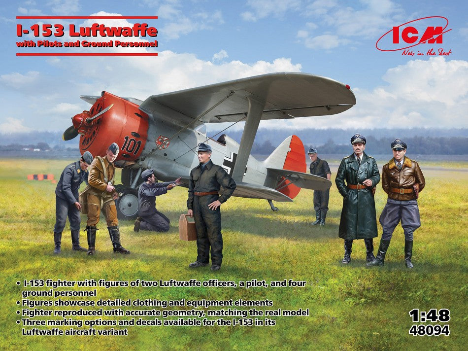 Icm - SOVIET I-153 WITH LUTWAFFE PILOTS AND GROUND PERSONNEL KIT 1:48 - Cod. ICM48094