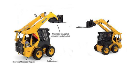 Universal Hobbies - KOMATSU SK820 WITH 2 IMPLEMENTS 1:25 - Cod. UH8177