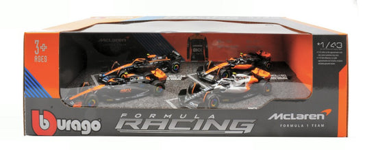 Burago - SET MC LAREN LANDO NORRIS ABU DHABI 2022-BRITAIN-SINGAPORE-MONACO 2023 - Cod. BU38096