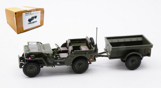 Cararama - NECAF 1/4 TON MILITARY VEHICLE NL 1955 OPEN TOP + REMORQUE 1:43 - Cod. CANECAF-04