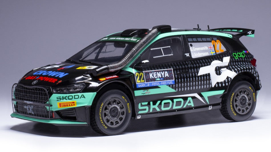 Ixo Model - SKODA FABIA RALLY 2 N.22 SAFARI RALLY KENYA 2024 GREENS.-ANDERS.1:18 - Cod. 18RMC209