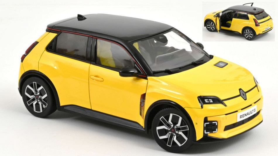 Norev - RENAULT 5 E-TECH 100% ELECTRIC 2024 POP YELLOW-BLACK 1:18 - Cod. NV185500