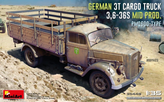 Miniart - GERMAN 3t CARGO TRUCK 3,6-36S MID PROD.PmQ600-Type KIT 1:35 - Cod. MIN35449
