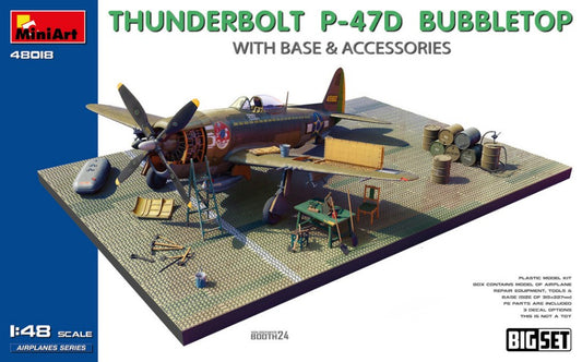 Miniart - THUNDERBOLT P-47D BUBBLETOP W/BASE & ACCESSORIES BIG SET KIT 1:48 - Cod. MIN48018