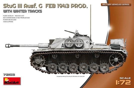 Miniart - STUG III AUSF. G FEB 1943 PROD.W/WINTER TRACKS KIT 1:72 - Cod. MIN72103