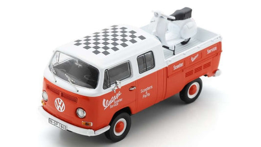 Schuco - VW T2 DOKA "VINTAGE SCOOTER PARTS" WITH VESPA GS DIE CAST 1:43 - Cod. SH450723700