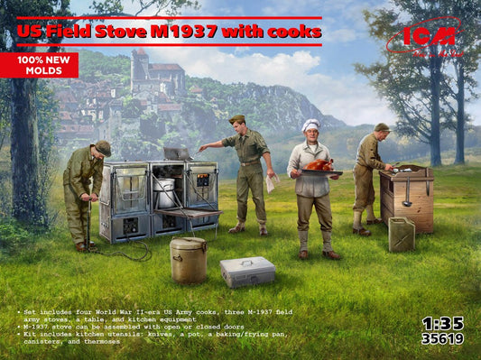 Icm - US FIELD STOVE M1937 WITH COOKS NEW MOLDS KIT 1:35 - Cod. ICM35619