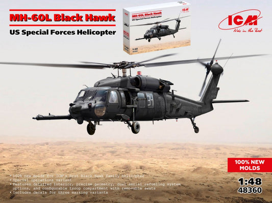 Icm - MH-60L BLACK HAWK US SPECIAL FORCES HELICOPTER KIT 1:48 - Cod. ICM48360