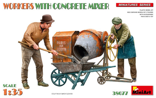 Miniart - WORKERS WITH CONCRETE MIXER KIT 1:35 - Cod. MIN38077