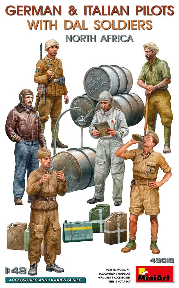 Miniart - GERMAN & ITALIAN PILOTS W/DAL SOLDIERS NORTH AFRICA KIT 1:48 - Cod. MIN49018