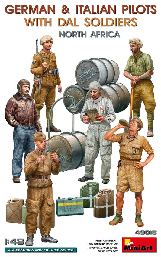 Miniart - GERMAN & ITALIAN PILOTS W/DAL SOLDIERS NORTH AFRICA KIT 1:48 - Cod. MIN49018