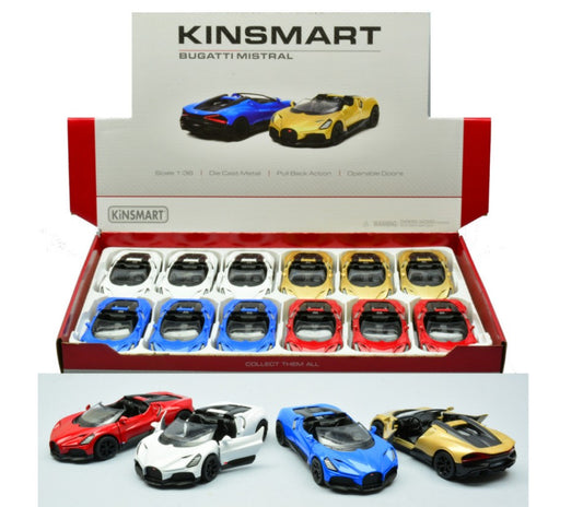Kinsmart - BUGATTI MISTRAL COL.ASS. cm 12 1:36 5460D - Cod. KT18082