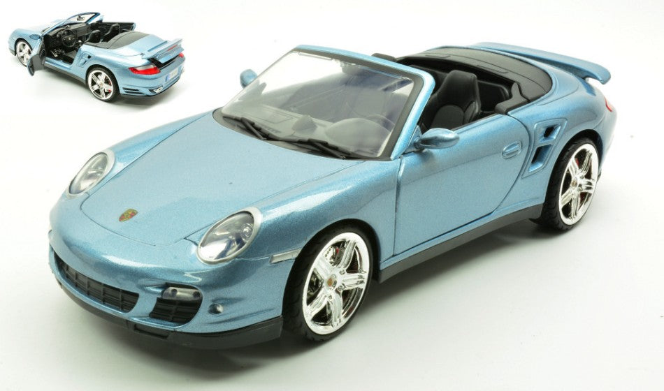 Motormax - PORSCHE 911 TURBO CABRIO 2008 METALLIC LIGHT BLUE 1:18 - Cod. MTM73183GY