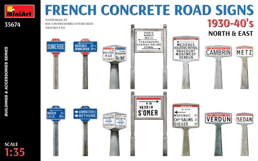 Miniart - FRENCH CONCRETE ROAD SIGNS 1930-40 NORTH & EAST KIT 1:35 - Cod. MIN35674