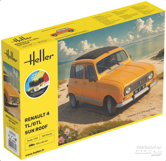 Heller - RENAULT 4 TL/GTL SUN ROOF STARTER KIT C/COLORI KIT 1:24 - Cod. HL58704