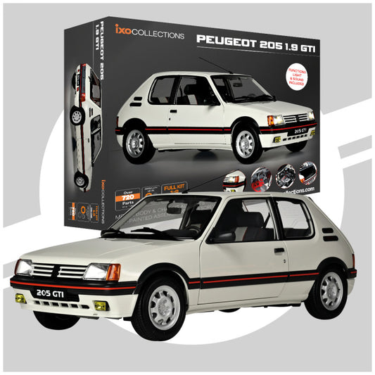Ixo Model - PEUGEOT 205 1.9 GTI WHITE METAL/PLASTIC KIT W/DETAILED INSTRUCTION 1:8 - Cod. PGT205W