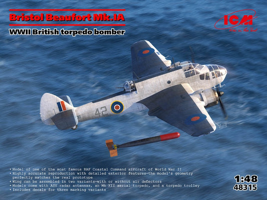 Icm - Bristol Beaufort Mk.IA WWII British torpedo bomber KIT 1:48 - Cod. ICM48315