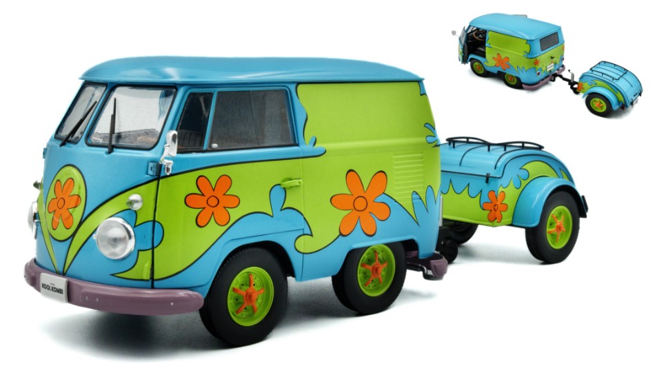 Solido - VOLKSWAGEN T1 VAN KOOL COMBI "GHOSTHUNTERS" WITH TRAILER 1950-2024 1:18 - Cod. SL1810904