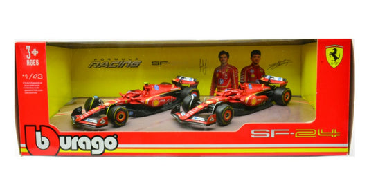 Burago - SET FERRARI 2024 N.55 CARLOS SAINZ + N.16 CHARLES LECLERC 1:43 - Cod. BU36839