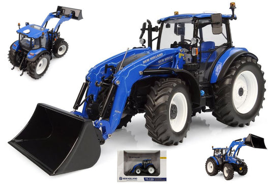 Universal Hobbies - TRATTORE NEW HOLLAND T5.120 DUAL COMMAND WITH FRONTLOADER 1:32 - Cod. UH6682