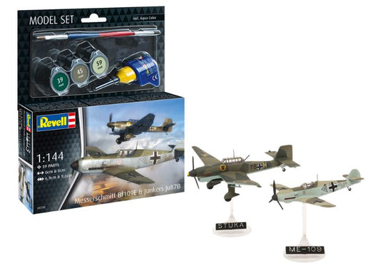Revell - MODEL SET MESSERSCHMITT BF109E & JUNKERS JU87B KIT 1:144 - Cod. RV63770